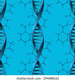 Seamless modern DNA molecule structure background. Science and biotechnology organic design. Can be used for wallpaper, pattern fills, web page background, surface textures. EPS10