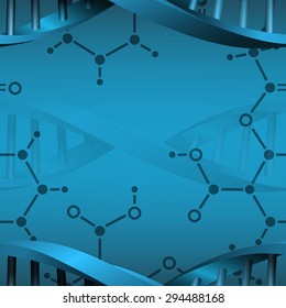 Seamless modern DNA molecule structure background. Science and biotechnology organic design. Can be used for wallpaper, pattern fills, web page background, surface textures. EPS10