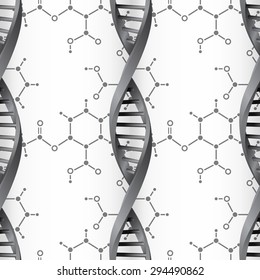 Seamless modern DNA molecule structure background. Science and biotechnology organic design. Can be used for wallpaper, pattern fills, web page background, surface textures. EPS10