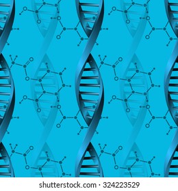 Seamless modern DNA molecule structure background. Science and biotechnology organic design. Can be used for wallpaper, pattern fills, web page background, surface textures. EPS10