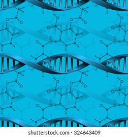 Seamless modern DNA molecule structure background. Science and biotechnology organic design. Can be used for wallpaper, pattern fills, web page background, surface textures. EPS10