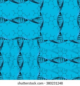 Seamless modern DNA molecule structure background. Science and biotechnology organic design. Can be used for wallpaper, pattern fills, web page background, surface textures. EPS10