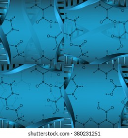 Seamless modern DNA molecule structure background. Science and biotechnology organic design. Can be used for wallpaper, pattern fills, web page background, surface textures. EPS10