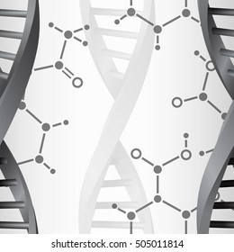 Seamless modern DNA molecule structure background. Science and biotechnology organic design. EPS10