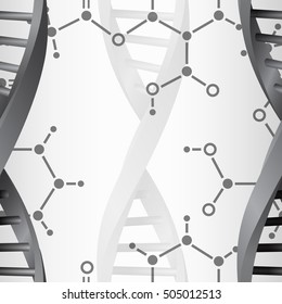 Seamless modern DNA molecule structure background. Science and biotechnology organic design. Can be used for wallpaper, pattern fills, web page background, surface textures. EPS10