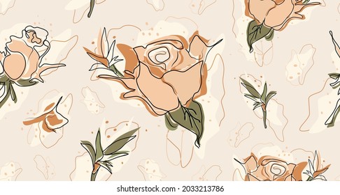 seamless modern, drawn from a rose. a flower with a line pattern. abstract concept of a drawing in a minimalist style. for print, paper, banner, postcard, your holiday idea. Vector hand  illustration