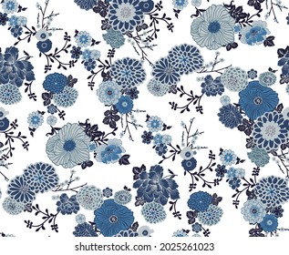 Seamless modern floral fabric design. Tile and repeat.