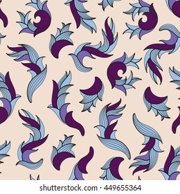 Seamless modern floral pattern with aloe on light background. Hand drawn background. Vector illustration.