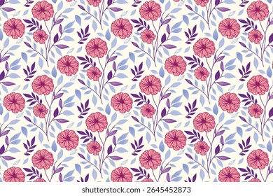Patrón floral moderno sin fisuras con trabajo de línea decorativa y estructura de hoja dibujada a mano adecuada para la moda y el uso de la sábana

