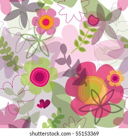 Seamless modern flower pattern in vector