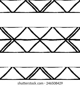 Seamless Modern Geometric Black and White Tribal Vector Pattern