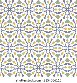 Seamless modern geometric colorful vector floral pattern on white background.