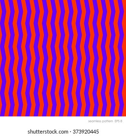 Seamless modern geometric pattern with a curved vertical line with the effect of an optical illusion. The two colors of bright blue and red.
