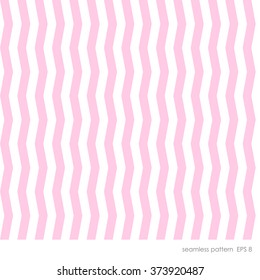 Seamless modern geometric pattern with a curved vertical line with the effect of an optical illusion. In two colors white and light pink.