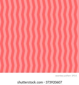 Seamless modern geometric pattern with a curved vertical line with the effect of an optical illusion. The two colors of light peach and coral.