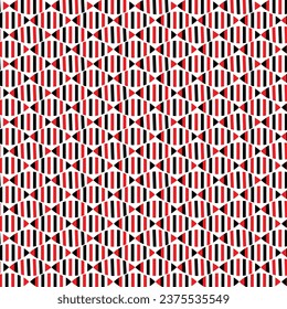 El patrón geométrico moderno y sin fisuras de los ogos en rojo, negro y blanco roto para plantillas de diseño gráfico textil, de tela y creativo.