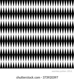 Seamless modern geometric pattern of vertical rhombus. In two classic colors white and black.