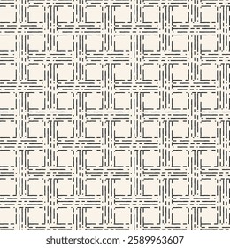 Seamless modern geometric square rectangle line asian pattern style wall background. Seamless monochrome basketry pattern background from line. EPS Vector Illustration