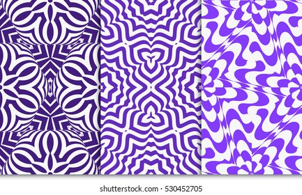 Seamless modern geometry patterns set. fantasy ornament. blue color. Vector illustration. Texture for design wallpaper.