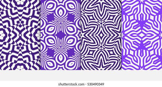 Seamless modern geometry patterns set. fantasy ornament. blue color. Vector illustration. Texture for design wallpaper.