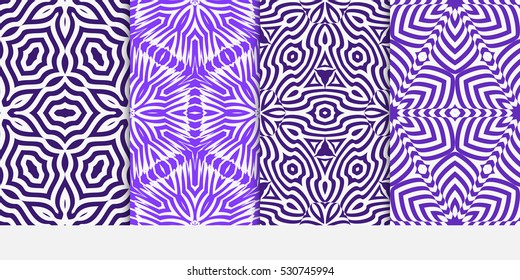 Seamless modern geometry patterns set. fantasy ornament. blue color. Vector illustration. Texture for design wallpaper.