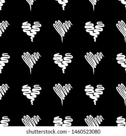 Seamless Modern grunge heart hand drawn set, great design for any purposes. Hand drawn doodle grunge heart set. Modern vector design. Seamless vector tile pattern. Doodle illustration