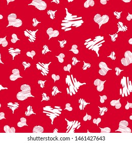 Seamless Modern grunge heart hand drawn set, great design for any purposes. Hand drawn red doodle grunge heart set. Modern red vector design. Seamless vector tile pattern. Doodle illustration