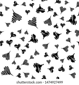 Seamless Modern grunge heart hand drawn set, great design for any purposes. Hand drawn doodle grunge heart set. Modern vector design. Seamless vector tile pattern. Doodle illustration.