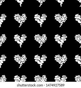 Seamless Modern grunge heart hand drawn set, great design for any purposes. Hand drawn doodle grunge heart set. Modern vector design. Seamless vector tile pattern. Doodle illustration.
