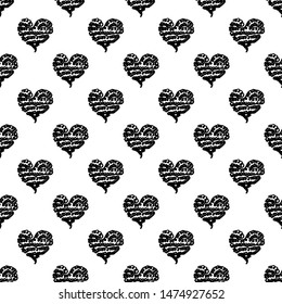 Seamless Modern grunge heart hand drawn set, great design for any purposes. Hand drawn doodle grunge heart set. Modern vector design. Seamless vector tile pattern. Doodle illustration.