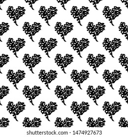 Seamless Modern grunge heart hand drawn set, great design for any purposes. Hand drawn doodle grunge heart set. Modern vector design. Seamless vector tile pattern. Doodle illustration.