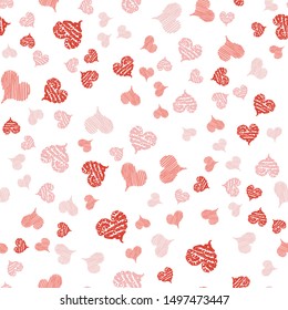 Seamless Modern grunge heart hand drawn set, great design for any purposes. Hand drawn red doodle grunge heart set. Modern red vector design. Seamless vector tile pattern. Doodle illustration.