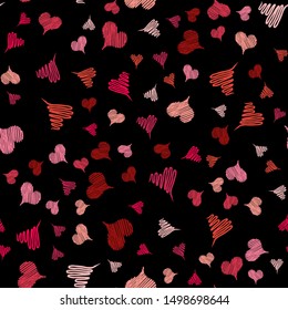 Seamless Modern grunge heart hand drawn set, great design for any purposes. Hand drawn red doodle grunge heart set. Modern red vector design. Seamless vector tile pattern. Doodle illustration.