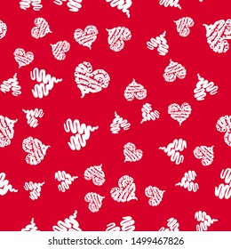 Seamless Modern grunge heart hand drawn set, great design for any purposes. Hand drawn red doodle grunge heart set. Modern red vector design. Seamless vector tile pattern. Doodle illustration.