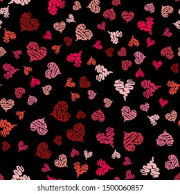 Seamless Modern grunge heart hand drawn set, great design for any purposes. Hand drawn red doodle grunge heart set. Modern red vector design. Seamless vector tile pattern. Doodle illustration.