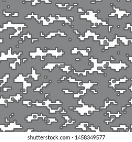 Seamless modern halftone camouflage pattern for decor and textile. Black and gray dotted design for textile fabric printing and wallpaper. Army model design for fashion and home design.