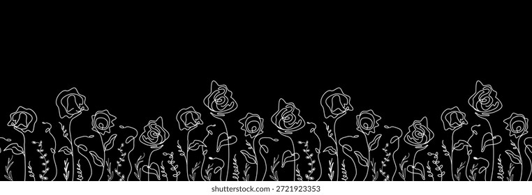 Un patrón moderno y sin fisuras de flores abstractas de rosa, mariposa. dibujo en el estilo de una línea. Un diseño floral hecho a mano. para impresión, Fondos de pantalla, Vectores de arte minimalistas y naturales.