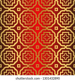 Seamless Modern Pattern. Art-Deco Geometric Background. Graphic Design. Vector Illustration. red gold color.