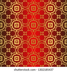 Seamless Modern Pattern. Art-Deco Geometric Background. Graphic Design. Vector Illustration. red gold color.