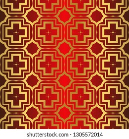 Seamless Modern Pattern. Art-Deco Geometric Background. Graphic Design. Vector Illustration. red gold color.