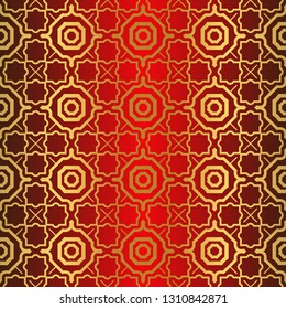 Seamless Modern Pattern. Art-Deco Geometric Background. Graphic Design. Vector Illustration. red gold color.