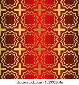 Seamless Modern Pattern. Art-Deco Geometric Background. Graphic Design. Vector Illustration. red gold color.