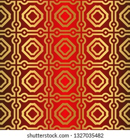 Seamless Modern Pattern. Art-Deco Geometric Background. Graphic Design. Vector Illustration. red gold color.