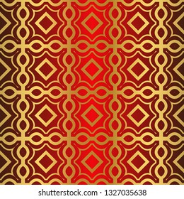 Seamless Modern Pattern. Art-Deco Geometric Background. Graphic Design. Vector Illustration. red gold color.