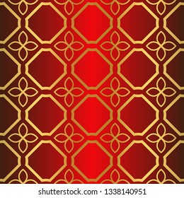 Seamless Modern Pattern. Art-Deco Geometric Background. Graphic Design. Vector Illustration. red gold color.