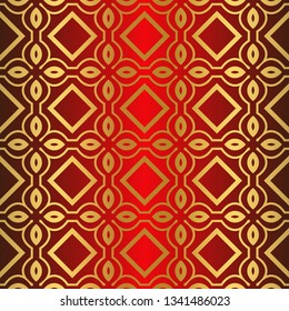 Seamless Modern Pattern. Art-Deco Geometric Background. Graphic Design. Vector Illustration. red gold color.
