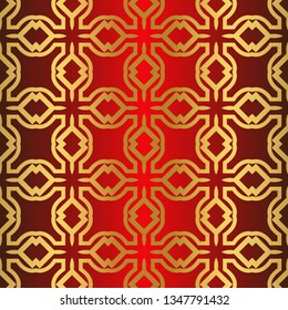 Seamless Modern Pattern. Art-Deco Geometric Background. Graphic Design. Vector Illustration. red gold color.