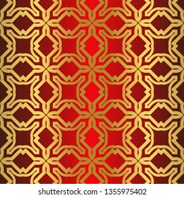 Seamless Modern Pattern. Art-Deco Geometric Background. Graphic Design. Vector Illustration. red gold color.
