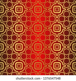 Seamless Modern Pattern. Art-Deco Geometric Background. Graphic Design. Vector Illustration. red gold color.