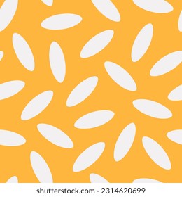 Seamless modern pattern with elements of rice grains on a yellow background. Wheat print on fashionable fabrics, textiles, decorative pillows. Vector.